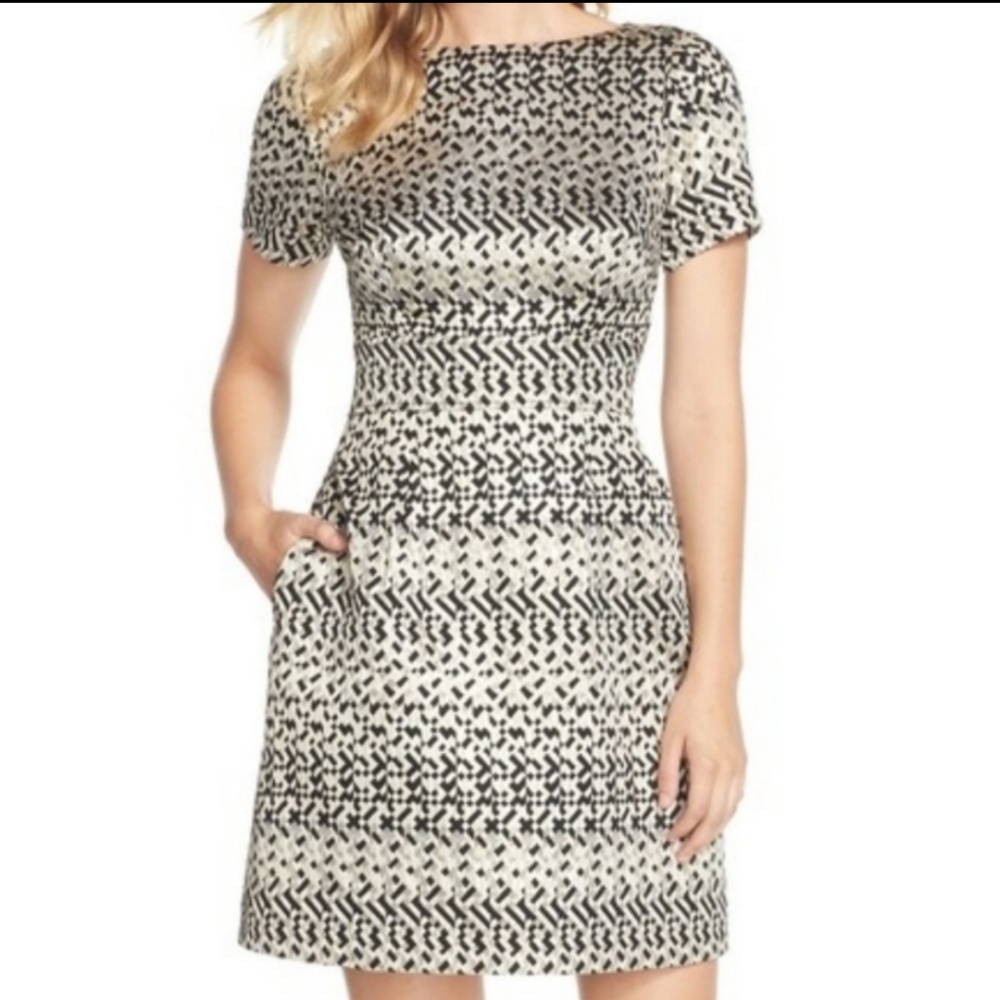 Vince Camuto Gold Metallic A-Line Dress w/ Pockets